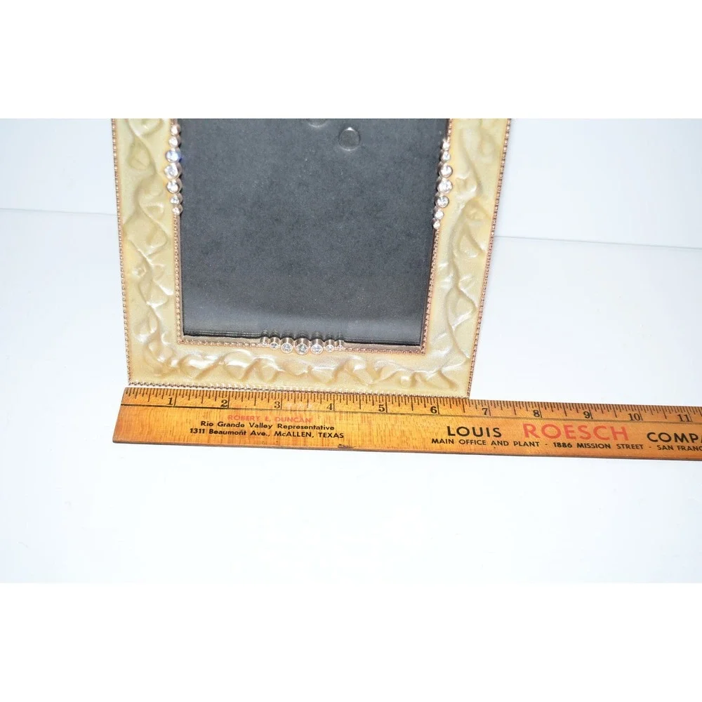 Art Deco Yellow Swirl enamel Metal Bling  Photo Picture Frame 5X7